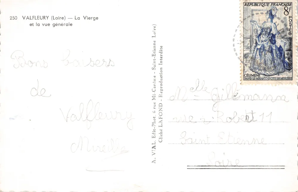 Statue de la Vierge — Vue générale — Souvenir de Valfleury - Verso