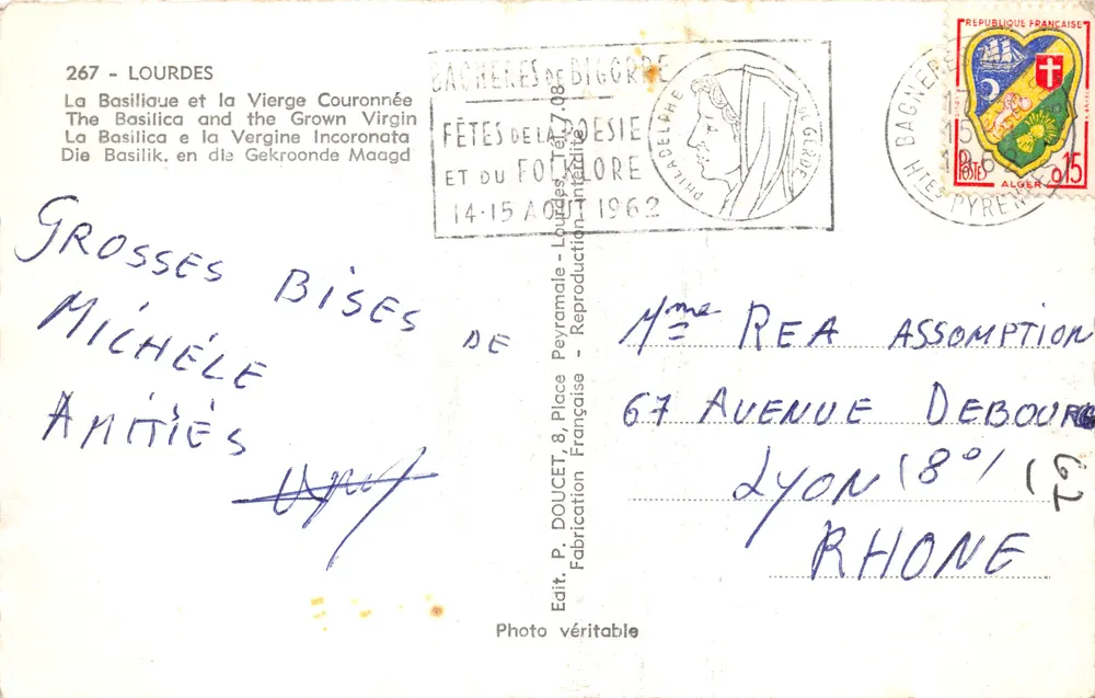 Lourdes — Basilika und Statue der gekrönten Jungfrau — Verleger Edhyx - Rückseite