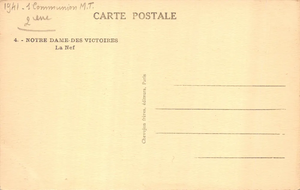 Notre-Dame-des-Victoires — Die Kirche — Chevojon frères, Verleger, Paris - Rückseite