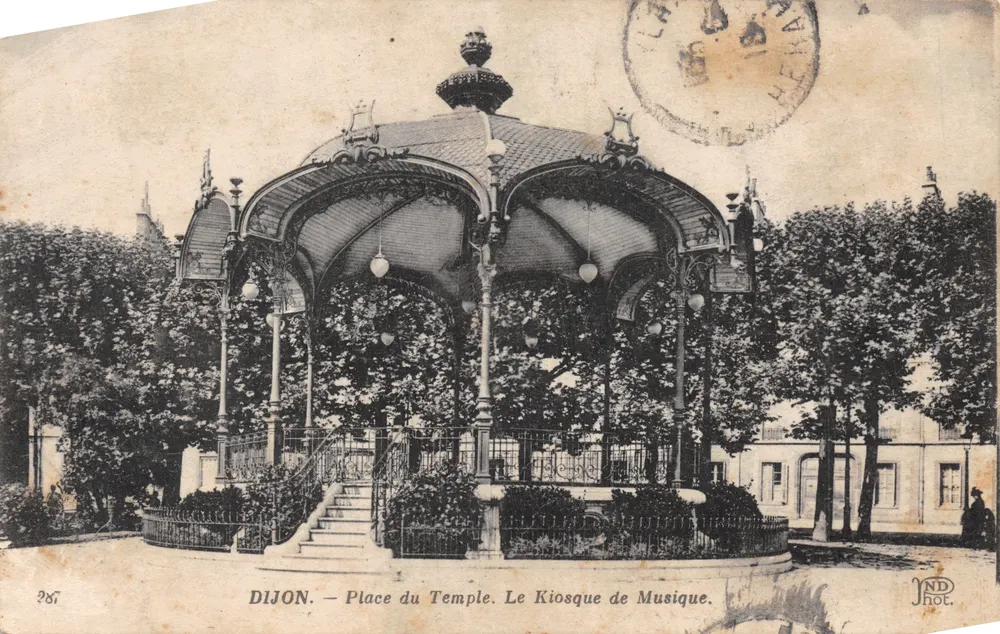 Dijon — Place du Temple. Der Musikkiosk — Verleger ND Hot. n° 287 - Vorderseite