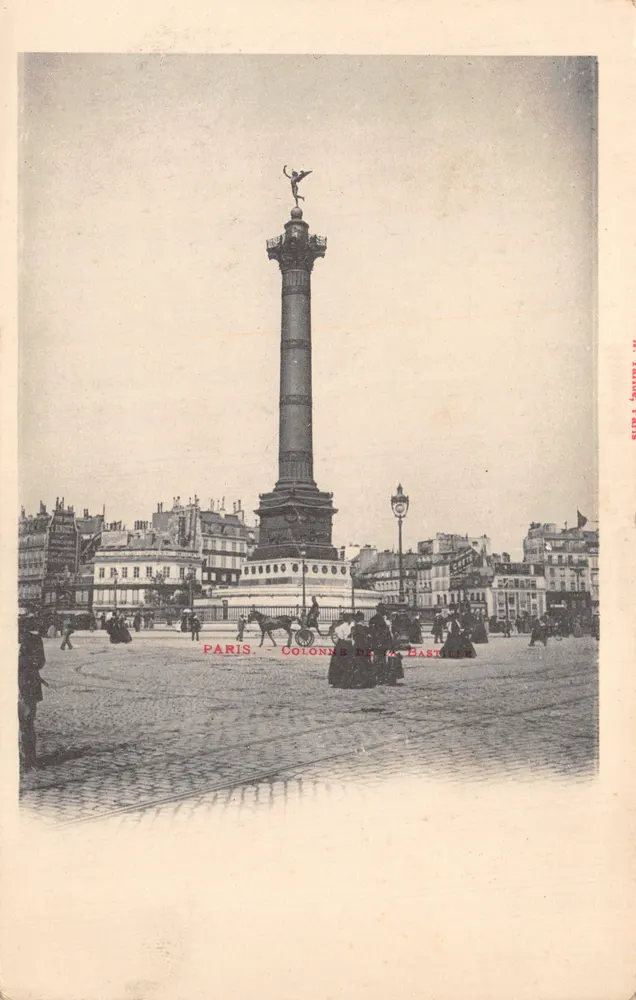 Paris — Coluna da Bastilha — editora GILLY & SAVARY - Frente