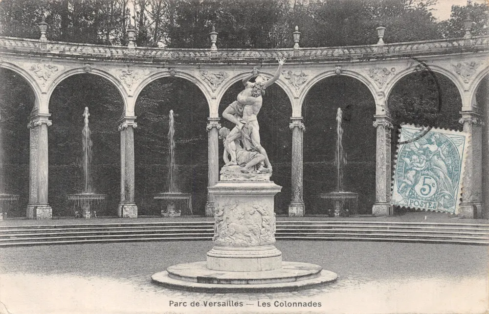 Park von Versailles — Die Säulen — Verlag Mme Moreau, Verlag Versailles - Vorderseite