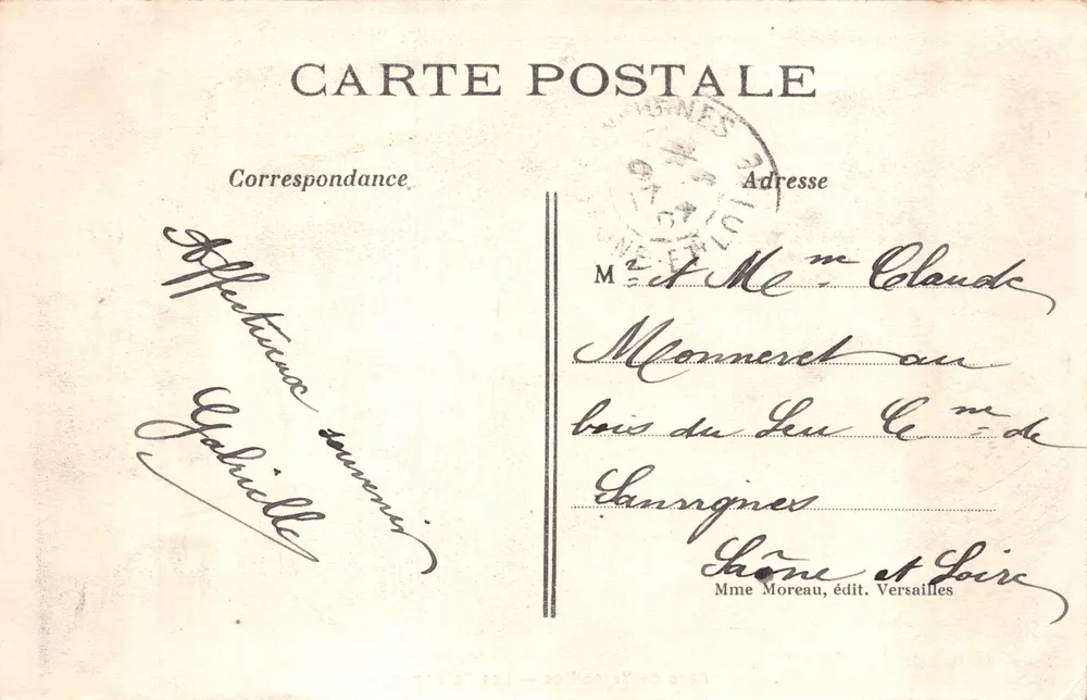 Park von Versailles — Die Säulen — Verlag Mme Moreau, Verlag Versailles - Rückseite