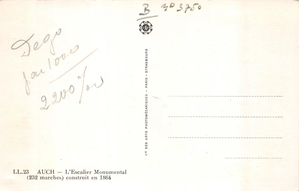 Auch — A Escada Monumental — 232 degraus — editor LL.23 - Verso
