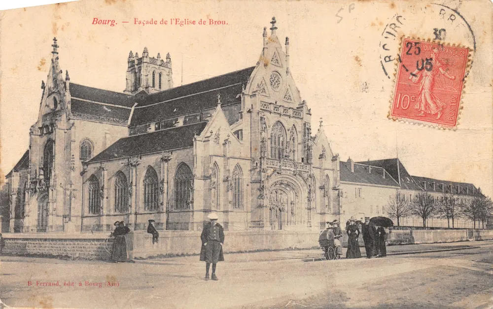 Bourg — Fachada da Igreja de Brou — B. Ferrand, edição em Bourg (Ain) - Frente