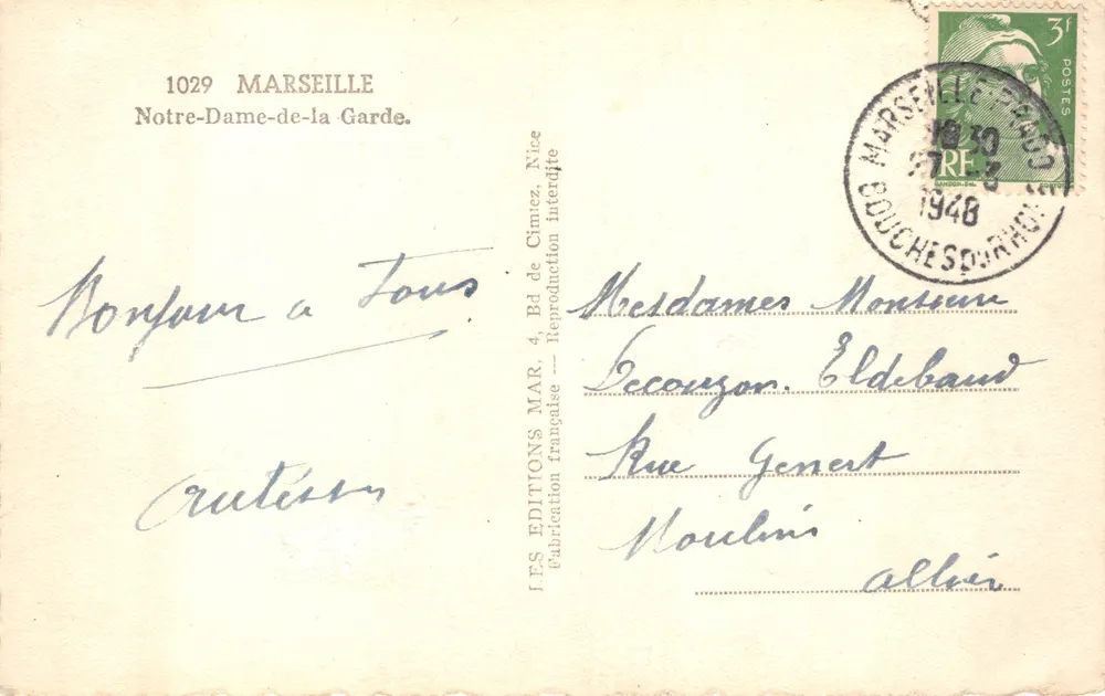 Notre-Dame-de-la-Garde — Verleger I.F.S. ÉDITIONS MARSEILLE, Nr. 1029 - Rückseite
