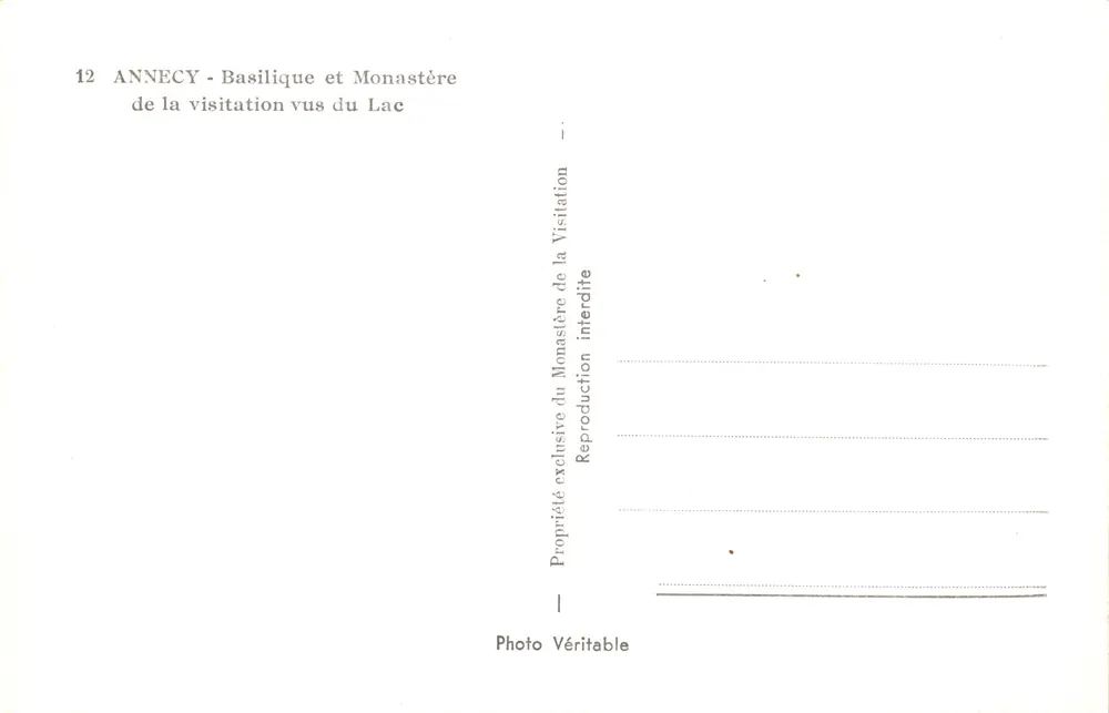 Annecy — Ansicht der Basilika und des Klosters vom See aus — Verlag: Visitation - Rückseite