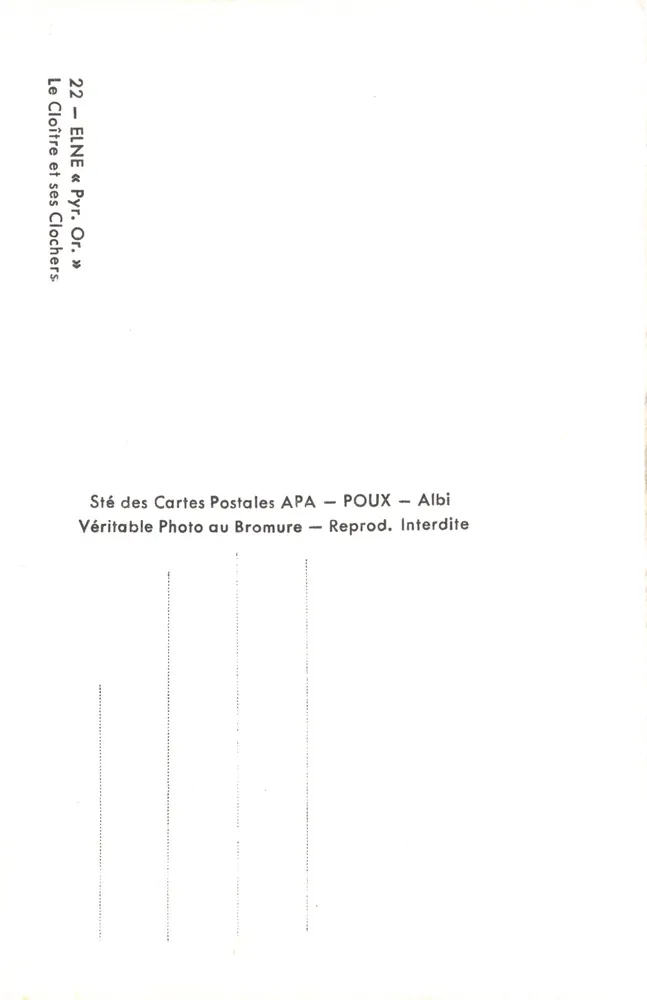 Kloster der Abtei Sainte-Marie d'Elne — Verlag APA — Nr. 22 - Rückseite