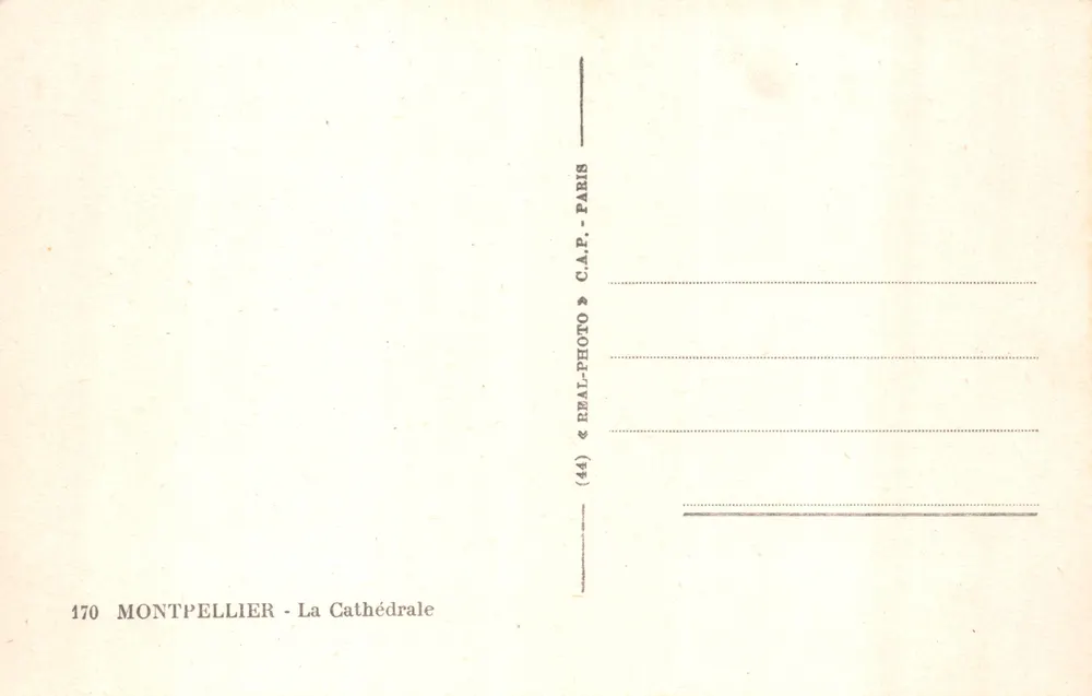 Montpellier — Die Kathedrale — Verlag REAL-PHOTO, Nr. 170 - Rückseite