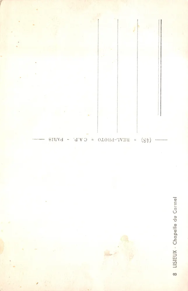 Lisieux — Kapelle des Karms — Verlag CAP-PHOTO, Nr. 8 - Rückseite