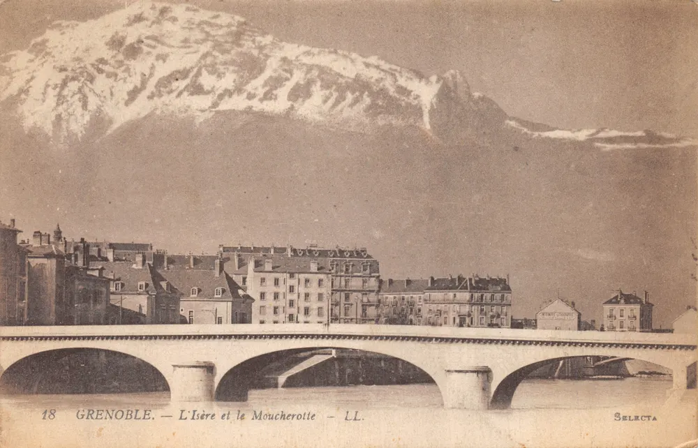 Grenoble — O rio Isère e o Moucherotte — editor SELECTA, n.º 18 - Frente