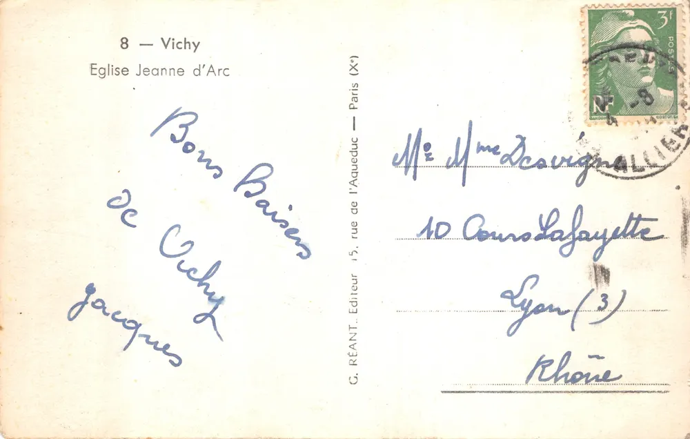 Kirche Jeanne d'Arc — Vichy — Verleger G. RÉANT, Paris - Rückseite