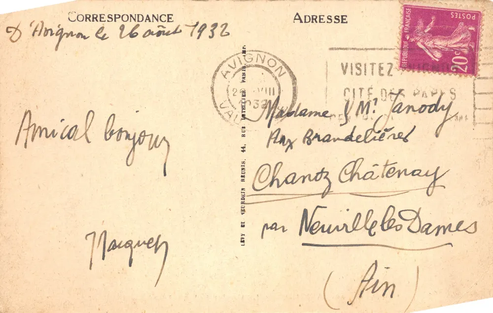 Avignon — O Palácio dos Papas — LL, n.º 26 - Verso