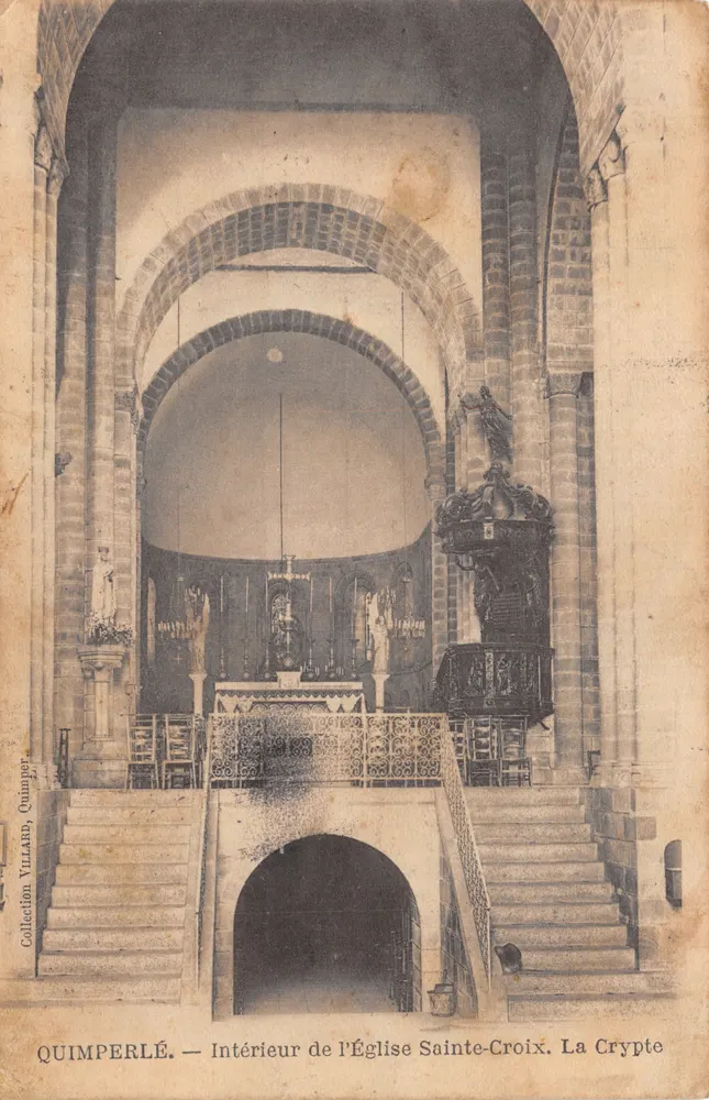 Quimperlé — Innenansicht der Kirche Sainte-Croix. Die Krypta — Sammlung Villard, Quimperlé - Vorderseite