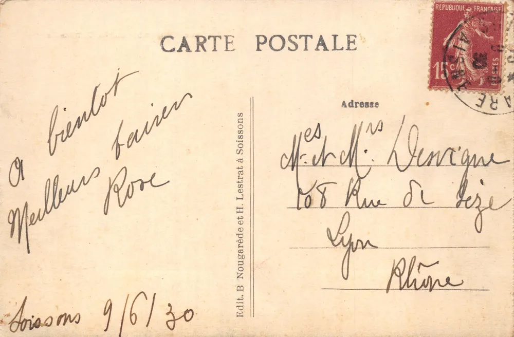 Soissons — Ansicht der Kathedrale — Verleger B. Nougaret & H. Lestrat - Rückseite