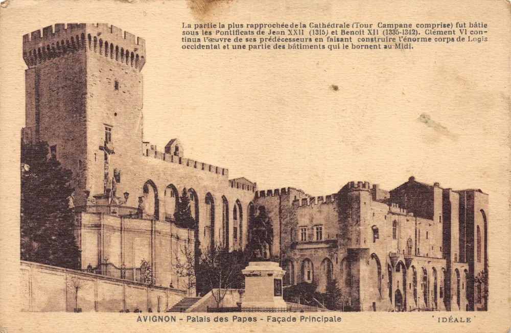 Avignon - Palast der Päpste - Hauptfassade — Campanile-Turm enthalten, Verlag IDEALE - Vorderseite