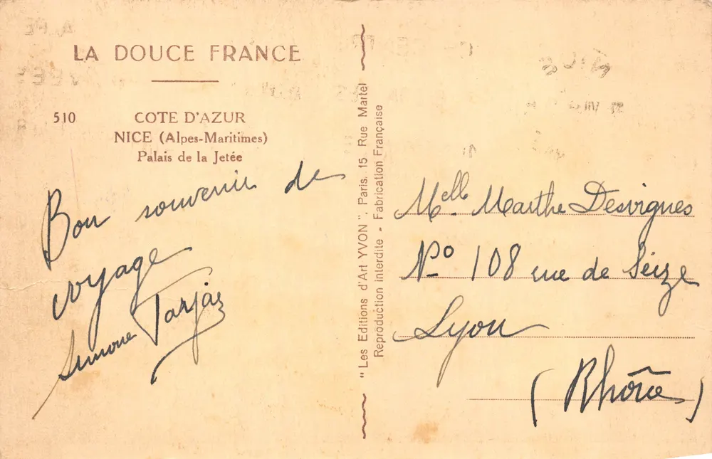 Palais de la Jetée — Nice Centre — Éditions d'Art YVON, Nice - Verso