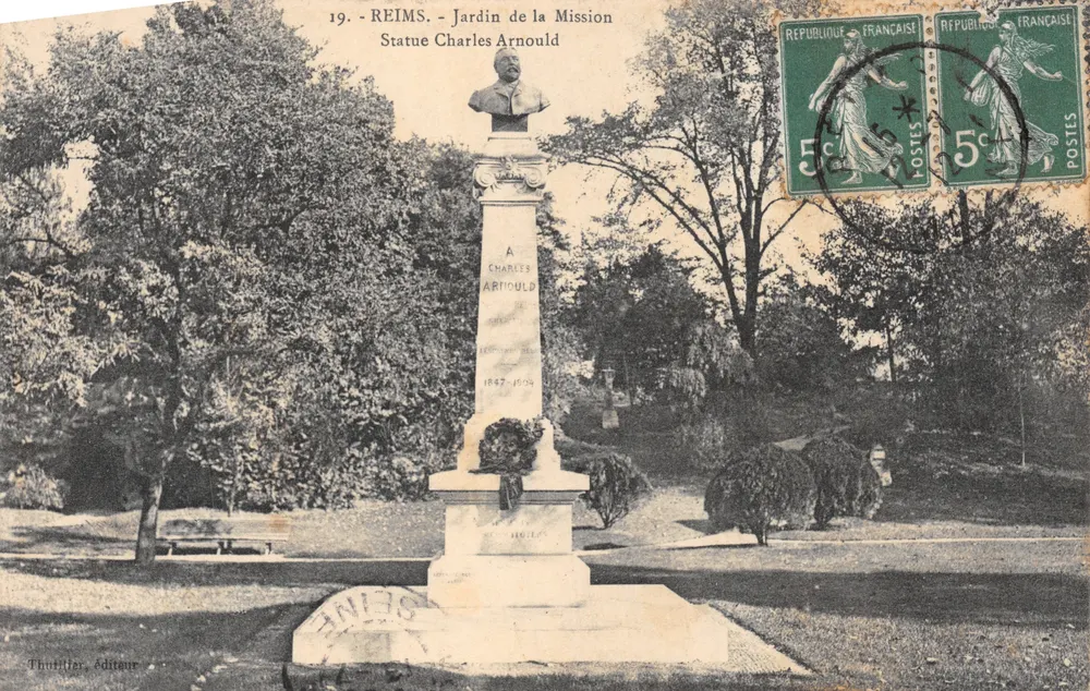Reims - Garten der Mission - Statue von Charles Arnould — Verleger Thutiller - Vorderseite