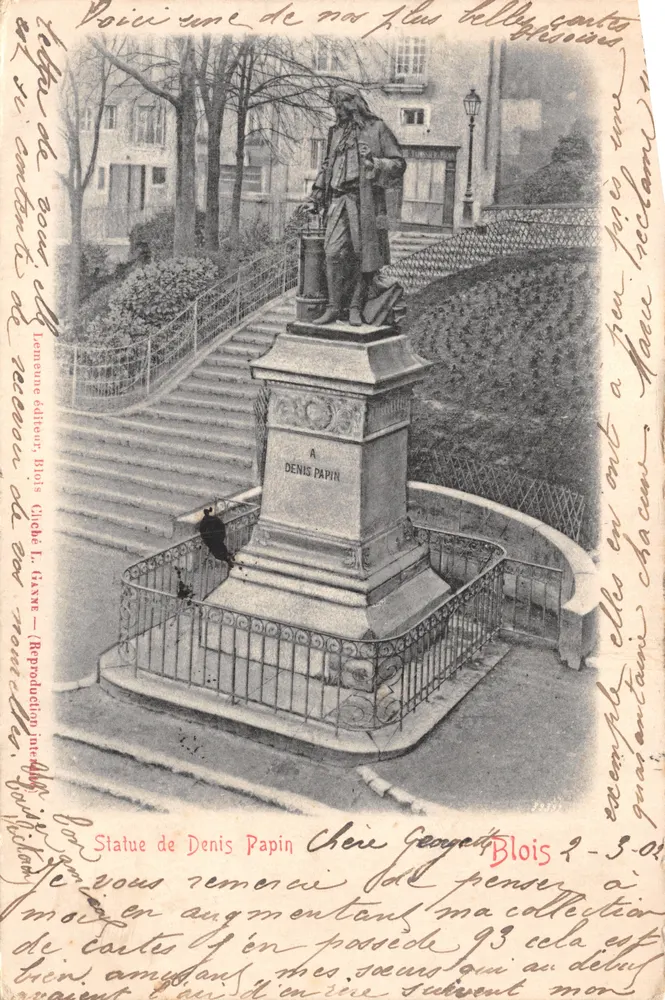 Statue von Denis Papin — Blois — Verlag Lemeune, Blois - Vorderseite