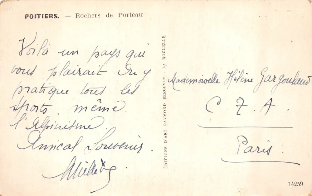 Poitiers — Rochers de Porteau — Raymond Bergevin Editions - Rückseite