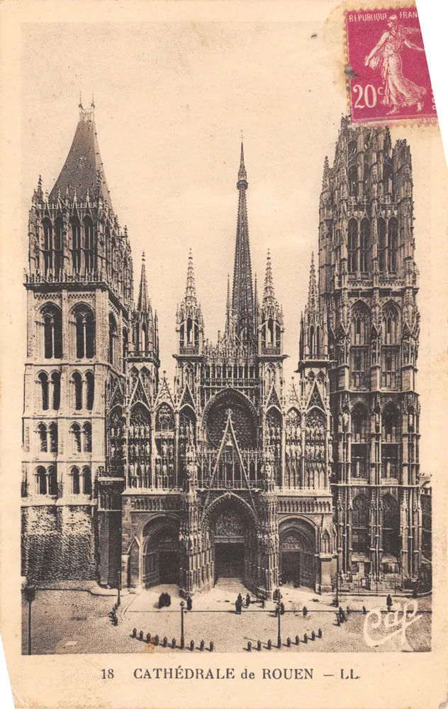 Kathedrale von Rouen — gotische Fassade mit Skulpturen — Verlag L.L. n°18 - Vorderseite