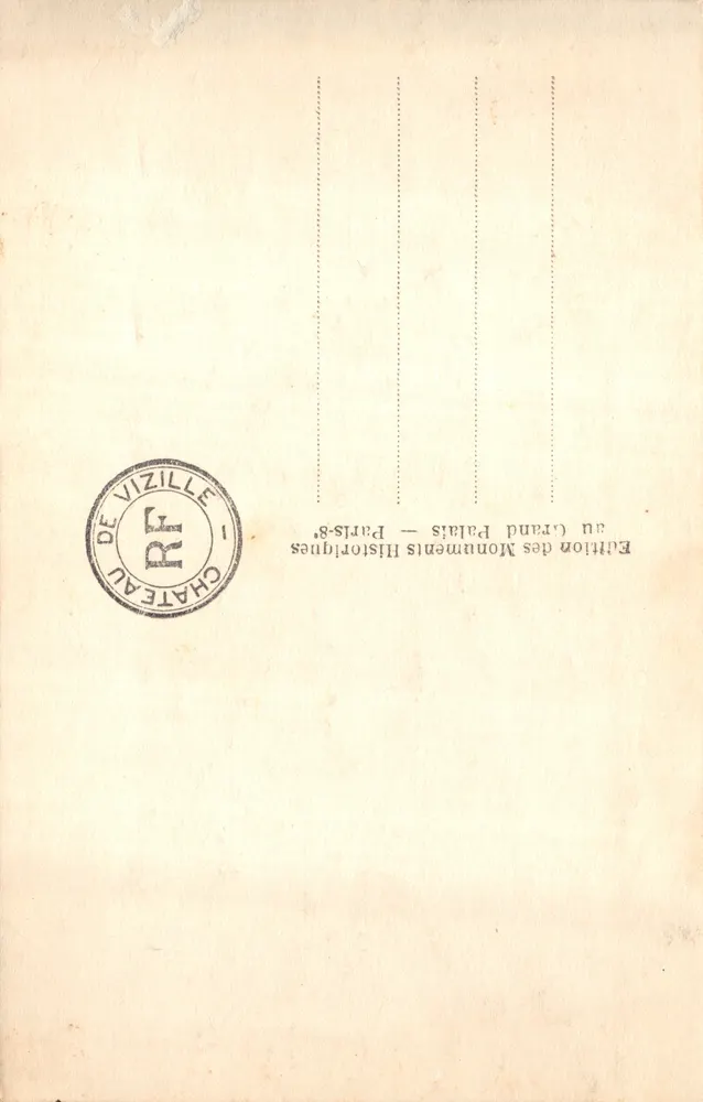 Château de Vizille — Façade sur le Parc — Édition des Monuments Historiques - Verso