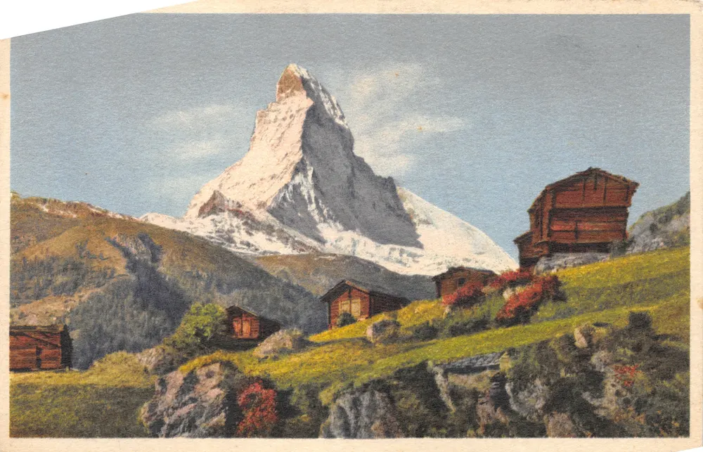 Matterhorn — Panoramablick mit Chalets — Verlag Le Cervin, Nr. 1010 - Vorderseite
