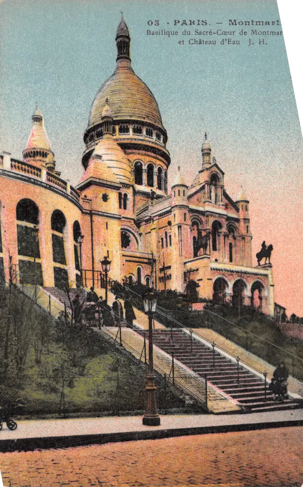 Paris — Montmartre — Basilika des Heiligen Herzens und Château d'Eau, herausgegeben von J. H - Vorderseite