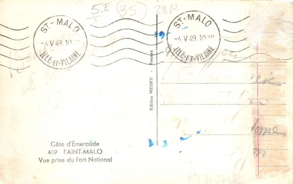 Küste von Émeraude — Ansicht vom Nationalen Fort — Edition MESNY - Rückseite