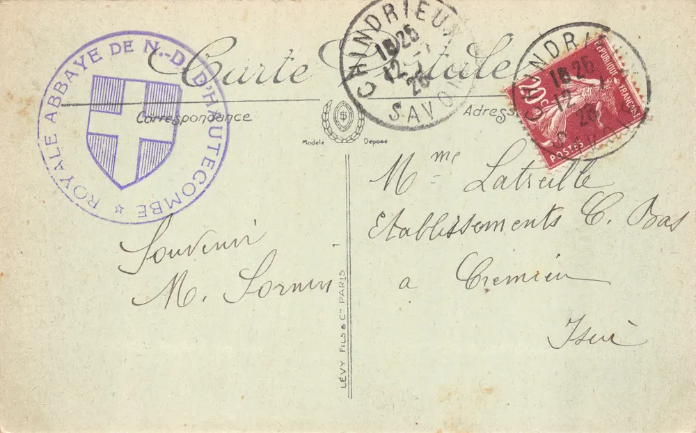 Aix-les-Bains — Abadia de Hautecombe — editor LL. n°52 - Verso