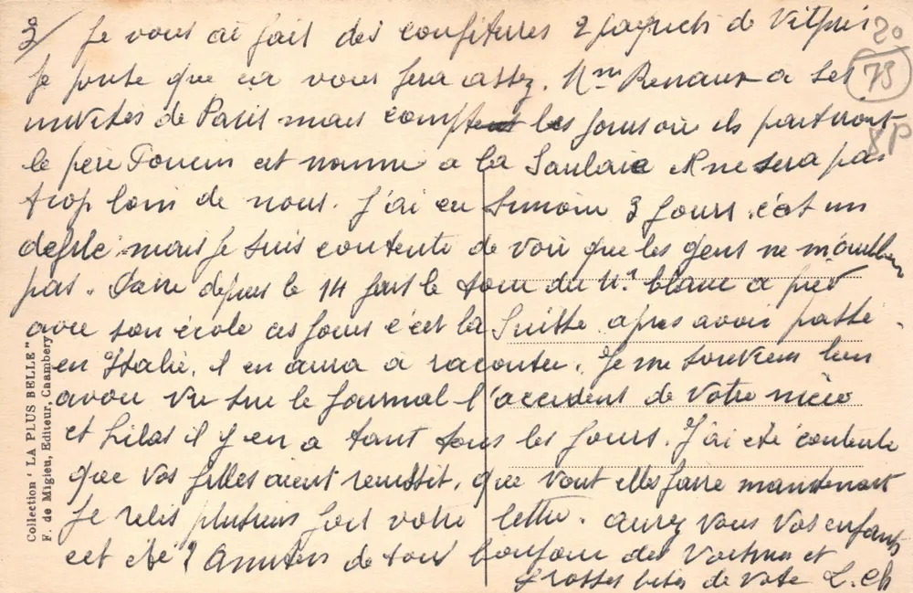 Aix-les-Bains — Ansicht des Sees Bourget — Verlag F. de Migien, Nr. 109 - Rückseite