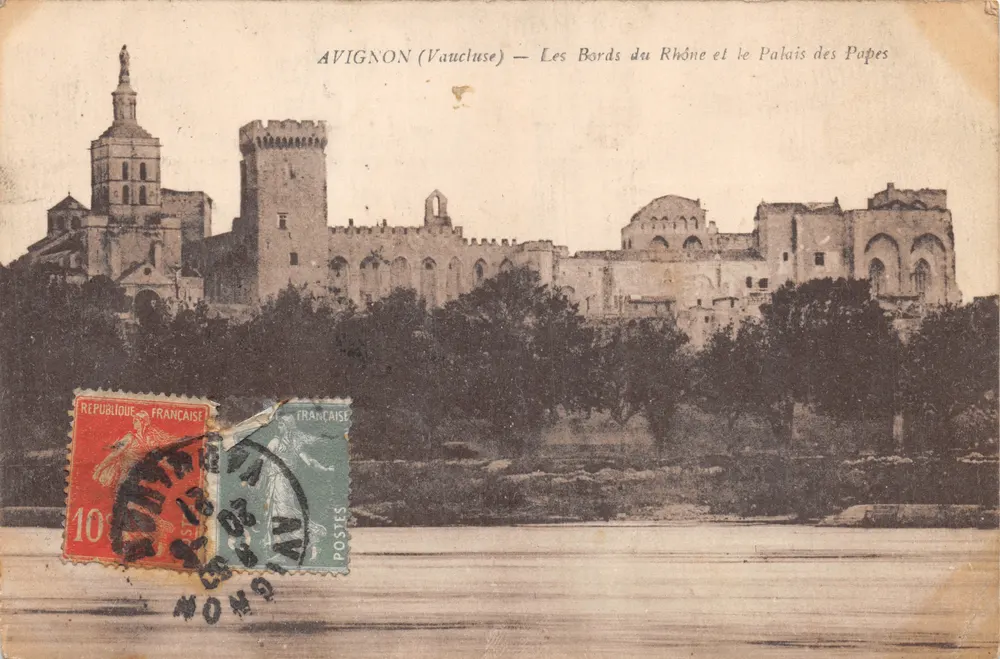 Avignon (Vaucluse) — Ansichten der Ufer des Rhônes und des Palastes der Päpste — Verleger P. Benson, Avignon - Vorderseite