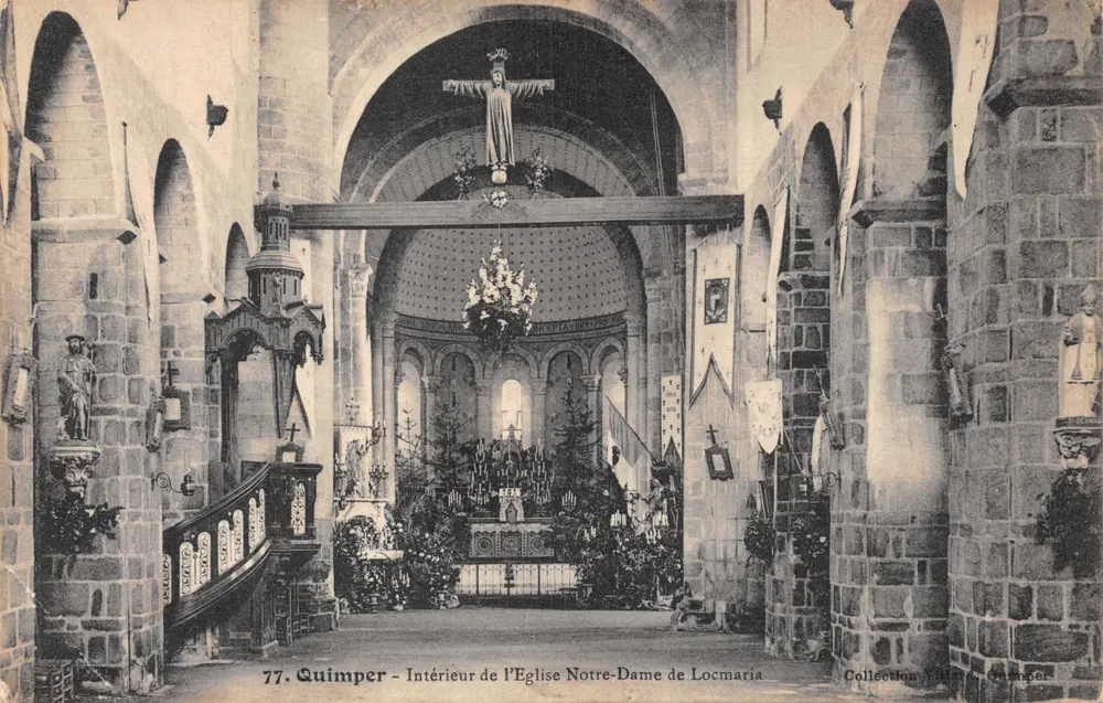 Innenansicht der Kirche Notre-Dame de Locmaria — Quimper — Collection Champer - Vorderseite