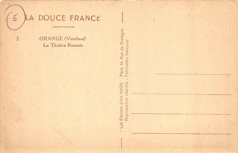 Orange — Teatro Romano — Éditions d'Art YVON - Verso