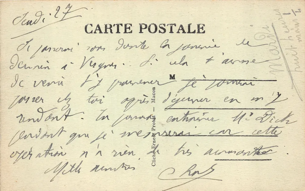 Macon — O ponte de Saint-Laurent — editor Ernest Probat - Verso