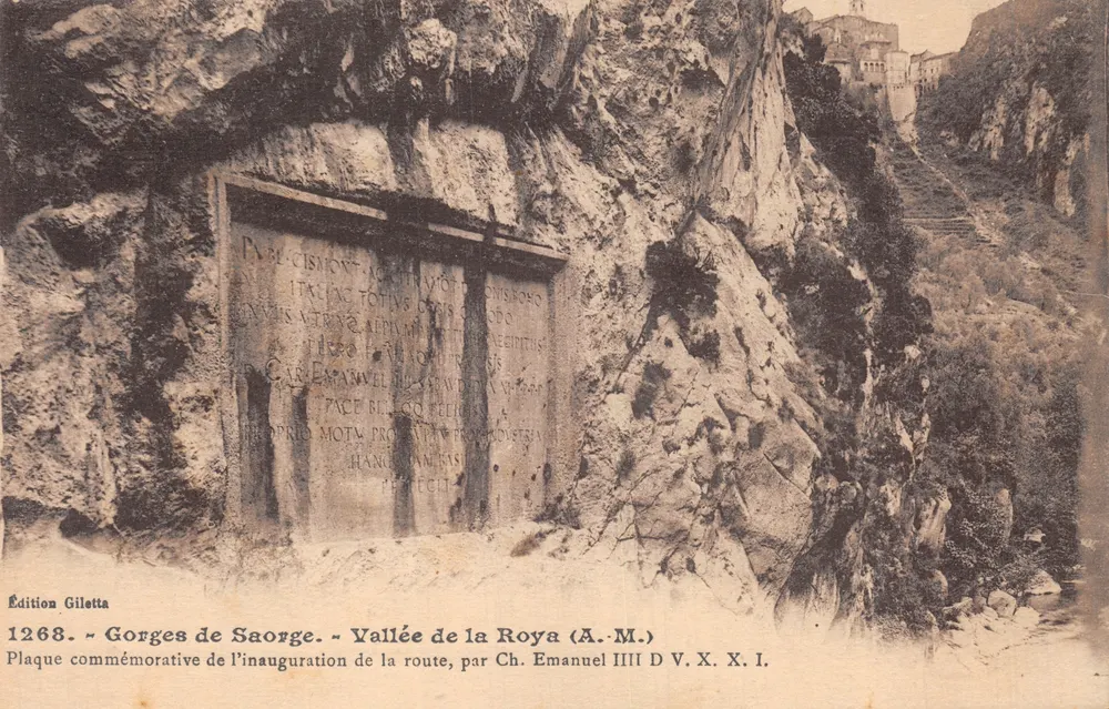 Gorges de Saorge — Gedenktafel zur Eröffnung der Straße — Giletta-Ausgabe Nr. 1268 - Vorderseite