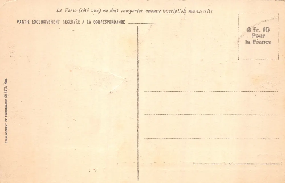 Gorges de Saorge — Gedenktafel zur Eröffnung der Straße — Giletta-Ausgabe Nr. 1268 - Rückseite