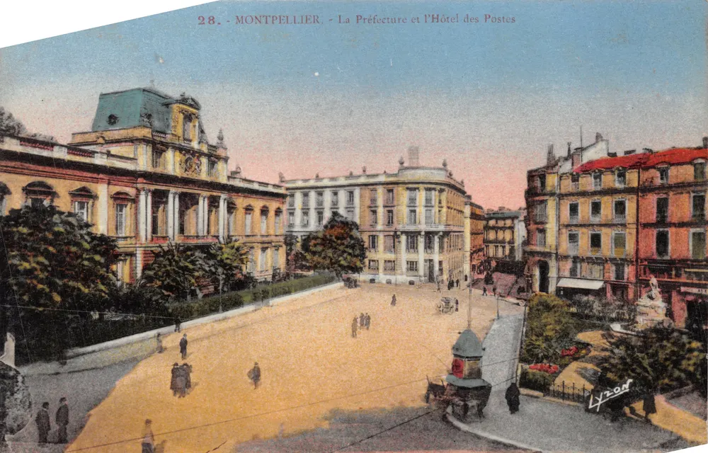 Montpellier - Das Präfekturgebäude und das Postamt — Verlag Lyzard, Nr. 28 - Vorderseite