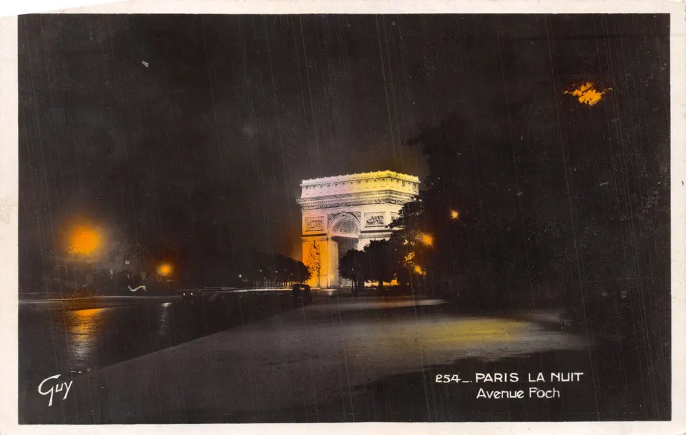 Arc de Triomphe — vue nocturne illuminée — éditeur Guy, n° 254 - Recto
