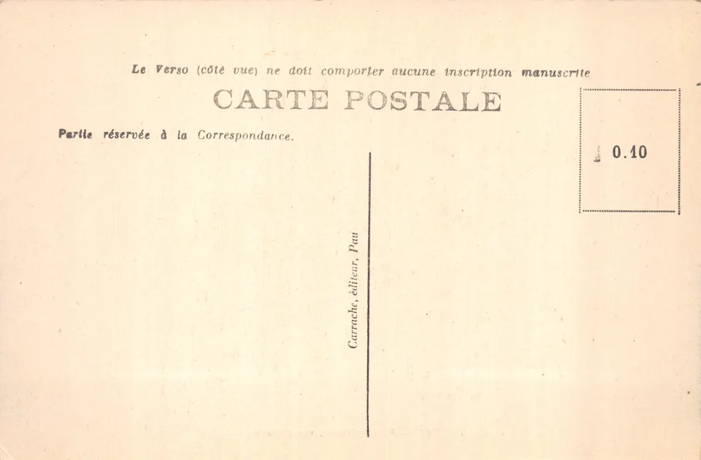 Pau — Palais d'Hiver, vue de face — éditeur Carrache, n° 25 - Verso