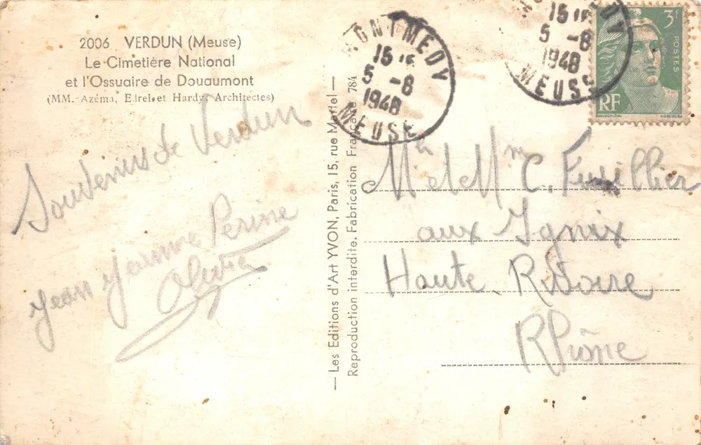 Nationalfriedhof Douaumont — Ossuar — Verlag YVON - Rückseite