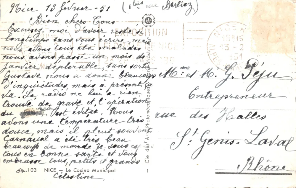 Nice — Le Casino Municipal — éditeur CAP - Verso