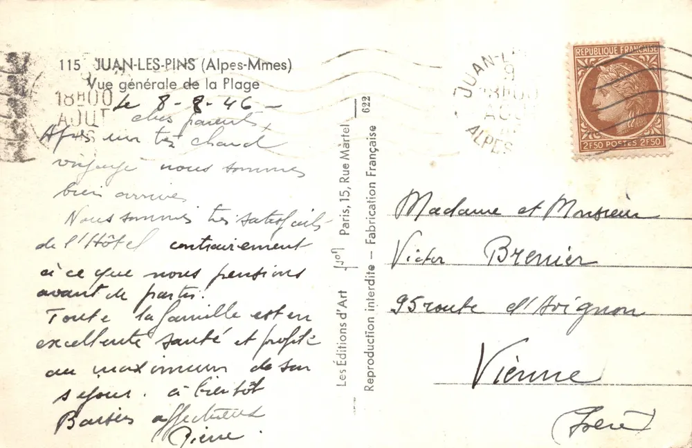 Juan-les-Pins — Allgemeiner Blick auf den Strand — Yvon - Rückseite
