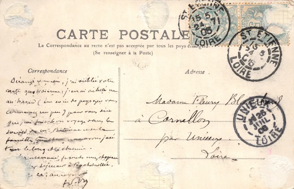 Umgebung von SAINT-ETIENNE — Die Loire bei Cornillon — Verlag M.P. ST ETIENNE, n°37 - Rückseite