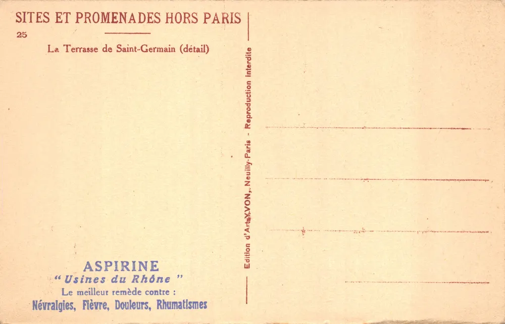 Die Terrasse von Saint-Germain — Detail — Edition ArtasVON, Neuilly-Paris - Rückseite