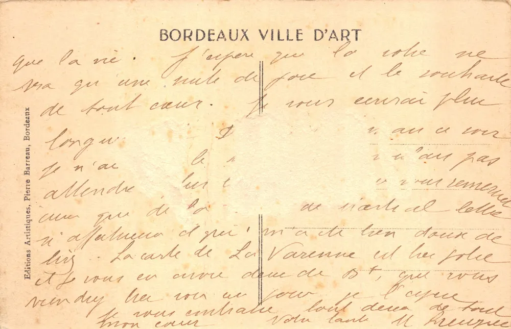 Bordeaux — Ansicht der Ruinen des Palais Gallien — Éditions Artistiques Pierre Barreau - Rückseite
