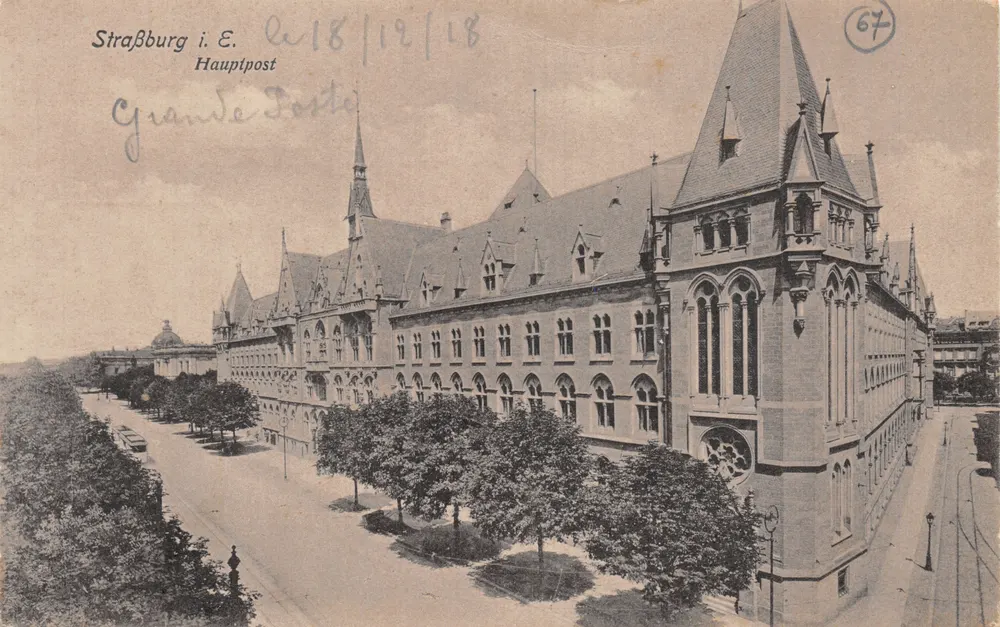 Straßburg i. E. — Hauptpost (Grande Poste) — Verlag Victor's Kunstverlag, Nr. 67 - Vorderseite