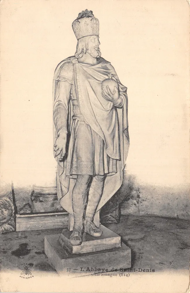Statue des Karl des Großen — Die Abtei Saint-Denis (814) — Verlag ASNIERES - Vorderseite