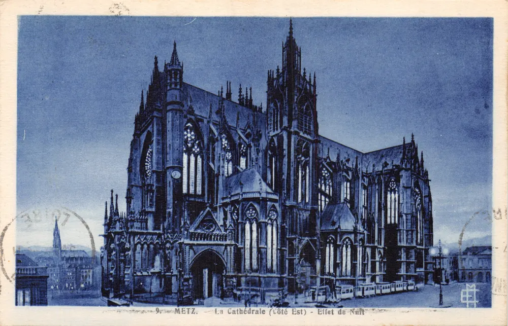 Metz — Die Kathedrale (Ostseite) — Nacht-Effekt — Verlag: METZ - Vorderseite