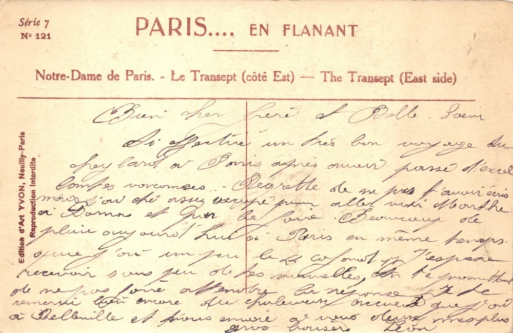 Notre-Dame de Paris — Der Transept (Ostseite) — Kunstausgabe YVON, Paris - Rückseite